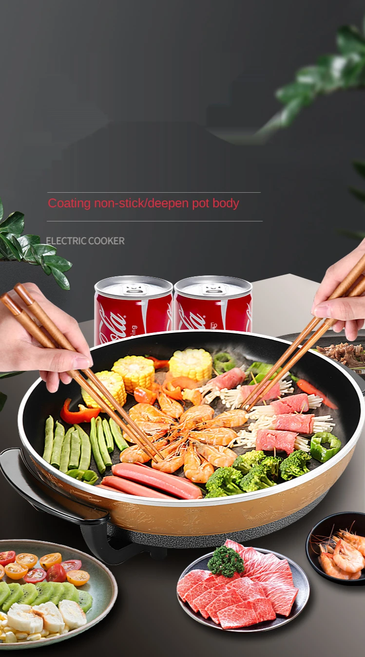 Household electric pancake pan with large electric pancake stalls is called frying pan frying hot pot