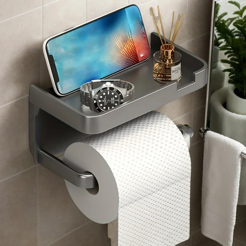 Easy to Install Wall Mounted Bathroom Tissue Holder No drilling required Self Adhesive Toilet Paper Dispenser Storage Holde paper towel holder toilet paper holder toilet paper rack toilet roll holder tissue holder