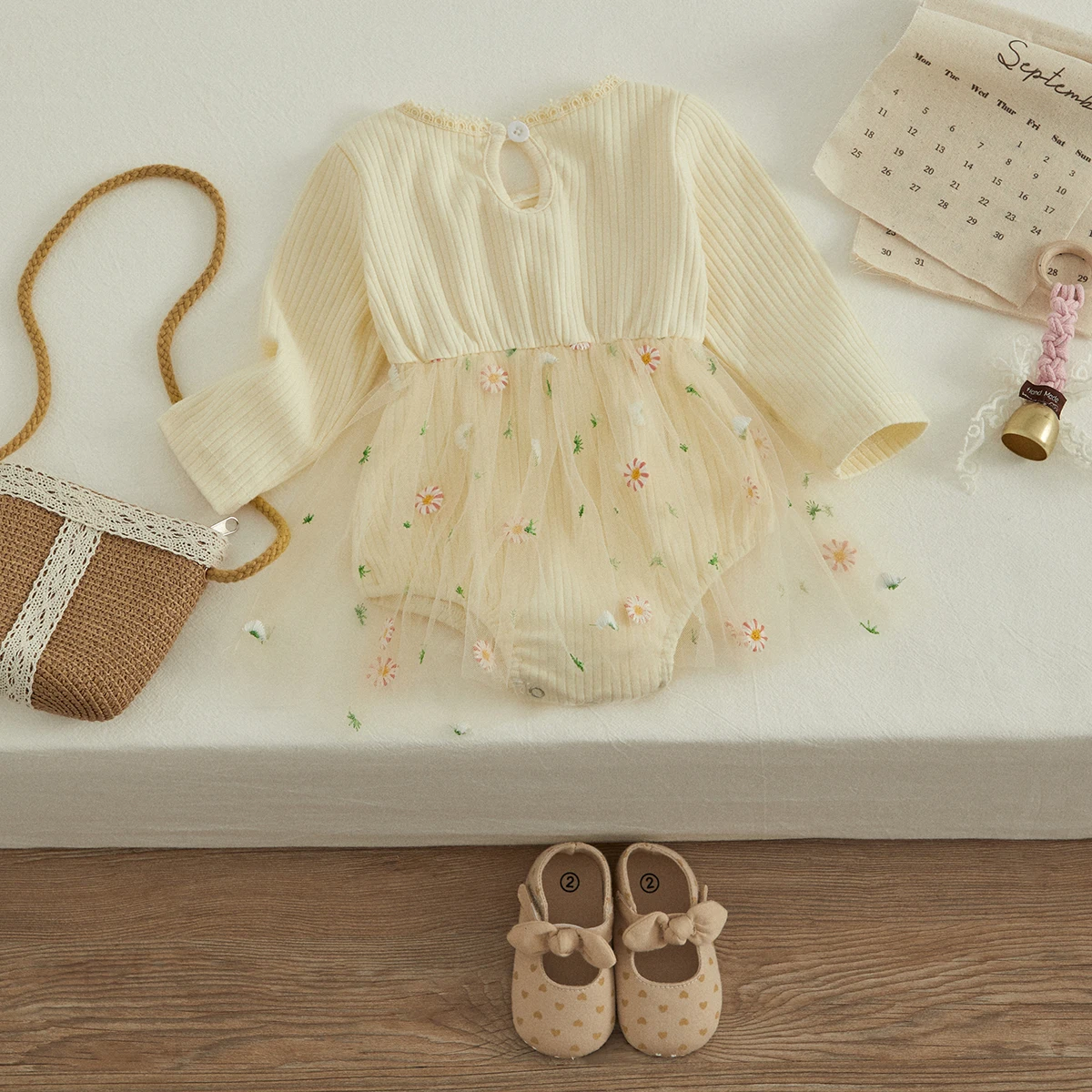 VISgogo Autumn Winter Princess Toddler Baby Girls Knit Romper Cute Long Sleeve Crewneck Bodysuits Floral Tutu Dress baby rompers,baby jumpsuit