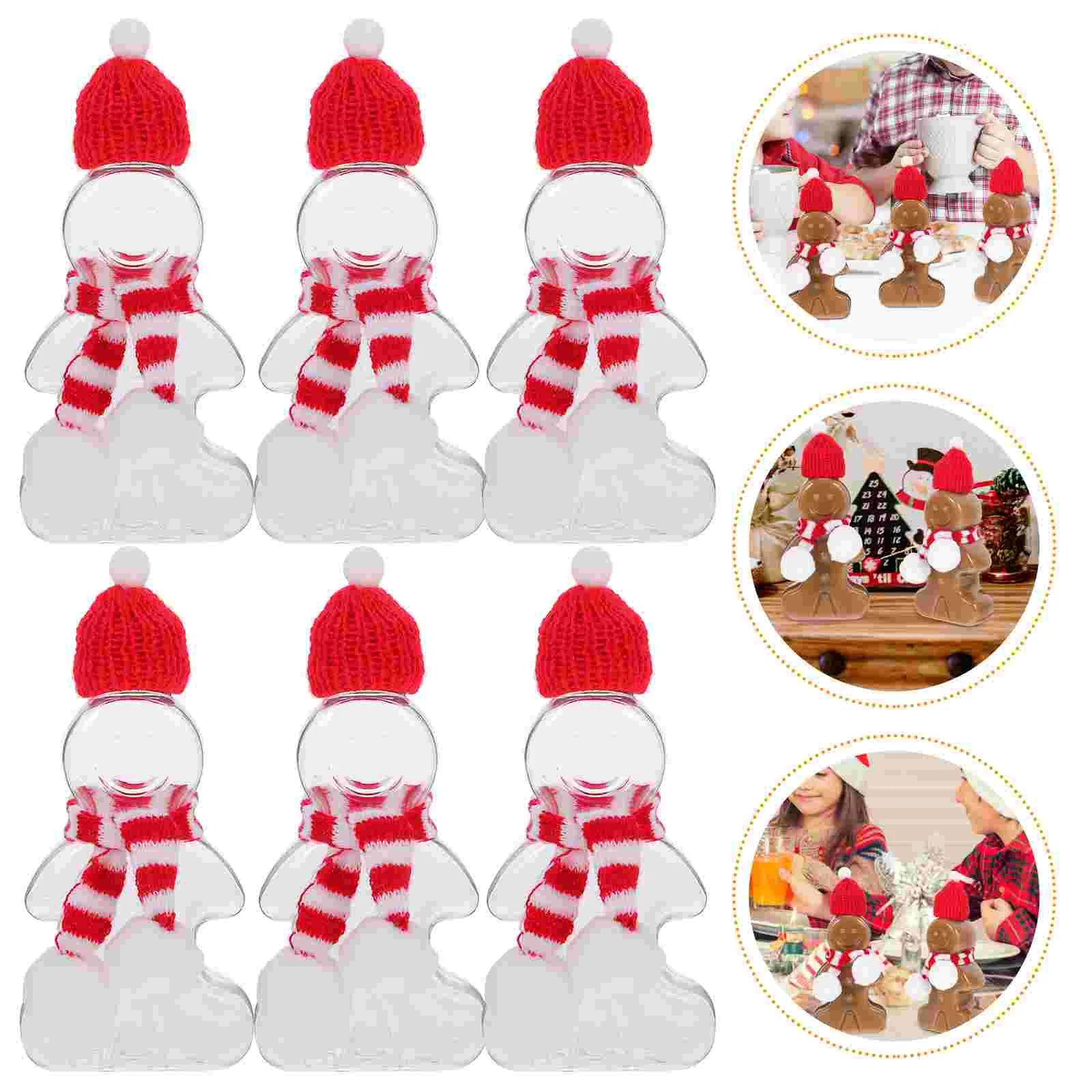 

Christmas Gingerbread Man Bottles Empty Juice Drink Bottle Beverage Bottles With Scarves Hats Party Favors