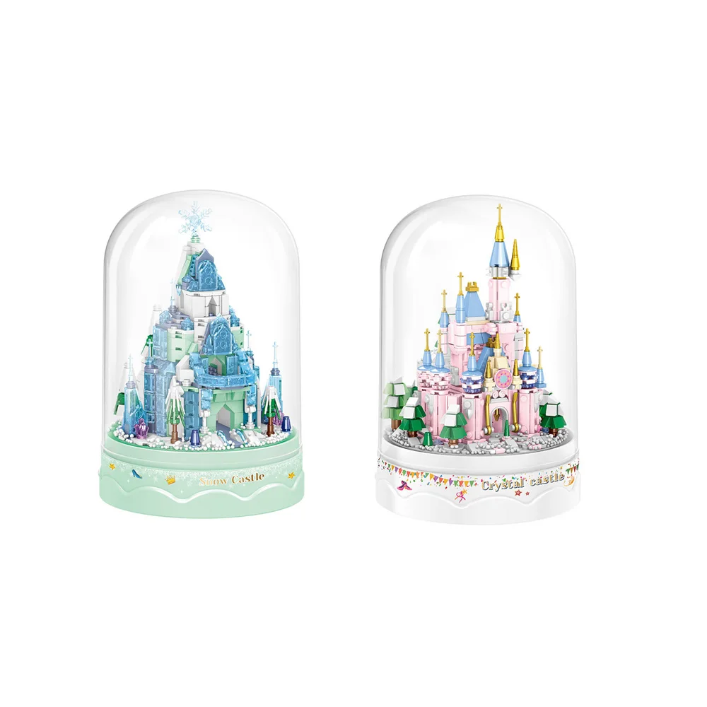 

Creative Display Stand Mini Block Fairy Tale Crystal Snow Princess Castle Assemble Building Brick Toy Collcetion For Girls Gift