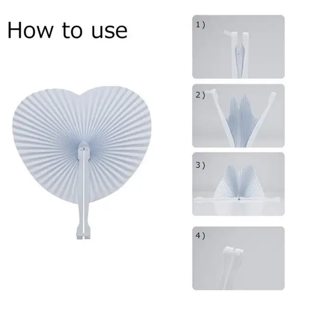 1 Db Fehér Papír Ventilátor Kerek Szív Alakú, Összecsukható Ünnepségen Meghívók Esküvői Party Ajándéka Ceremónia Otthoni Dekorációt Szállít - Image 2