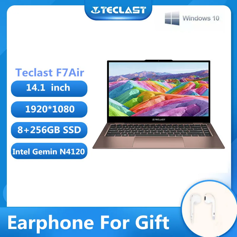 Новейший ноутбук Teclast F7 Air 1 18 кг 14 &quot8 Гб LPDDR4 256 ГБ SSD Intel N4120 1920x1080 Windows 10 OS 180 °