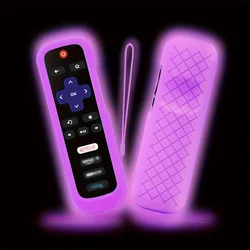 Luminous Silicone Remote Control Cover Set with Rope (Purple)