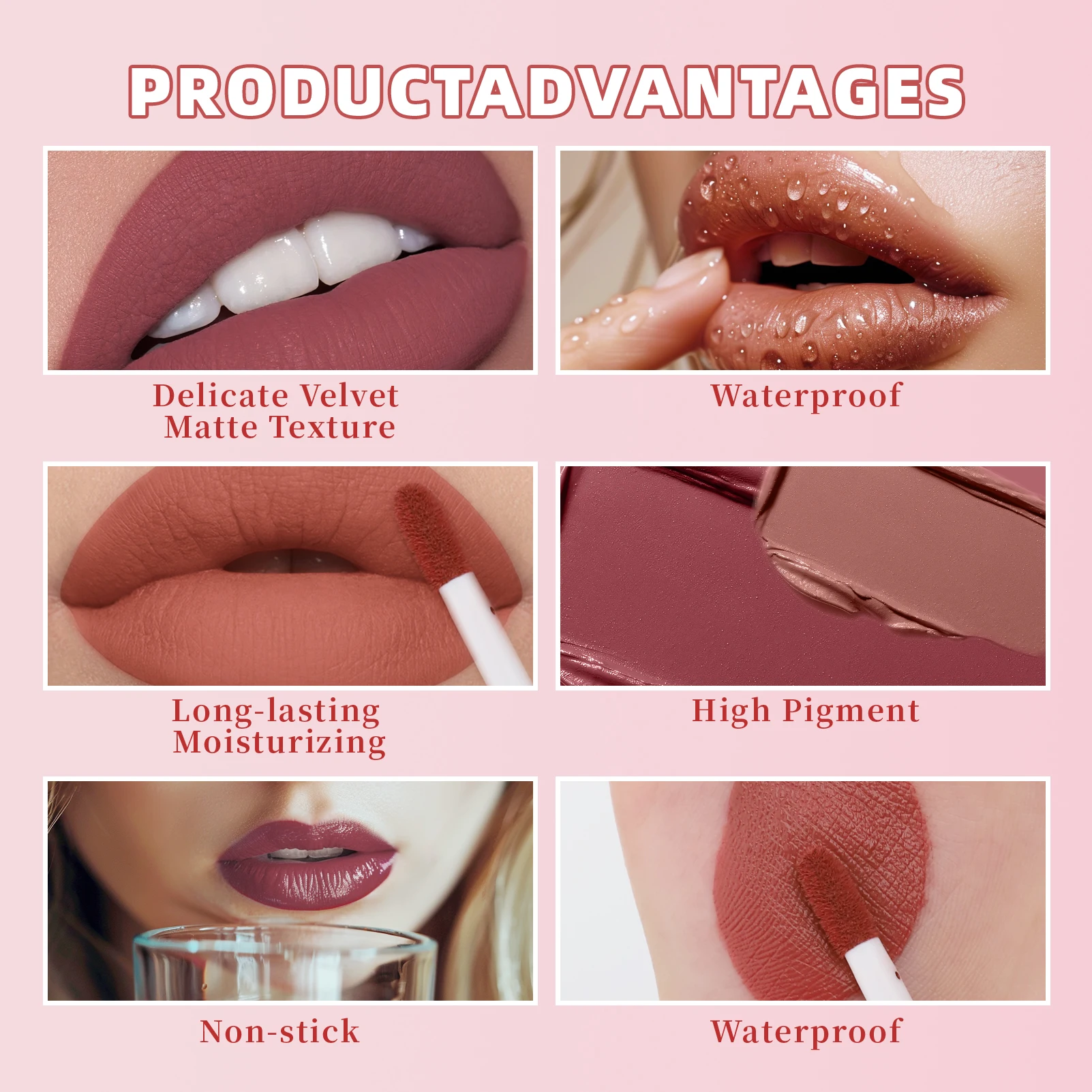 4 colors Matte Velvet Lip Glaze Long Lasting Waterproof Non-Sticky Smudge Proof Liquid Lipstick Valentine's Day Gifts lip glaze