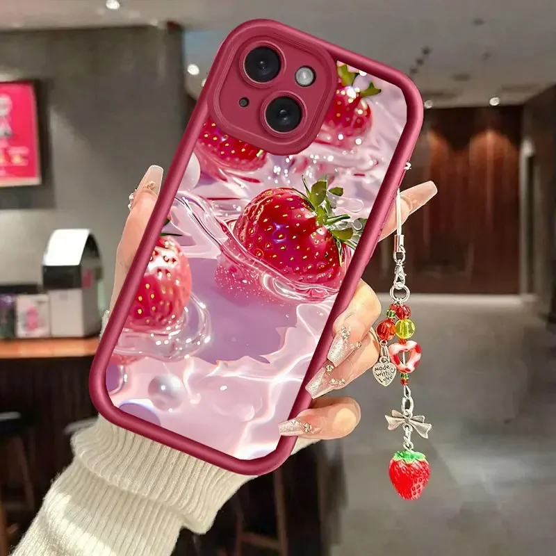 Elegant Red Strawberry Pendant Case