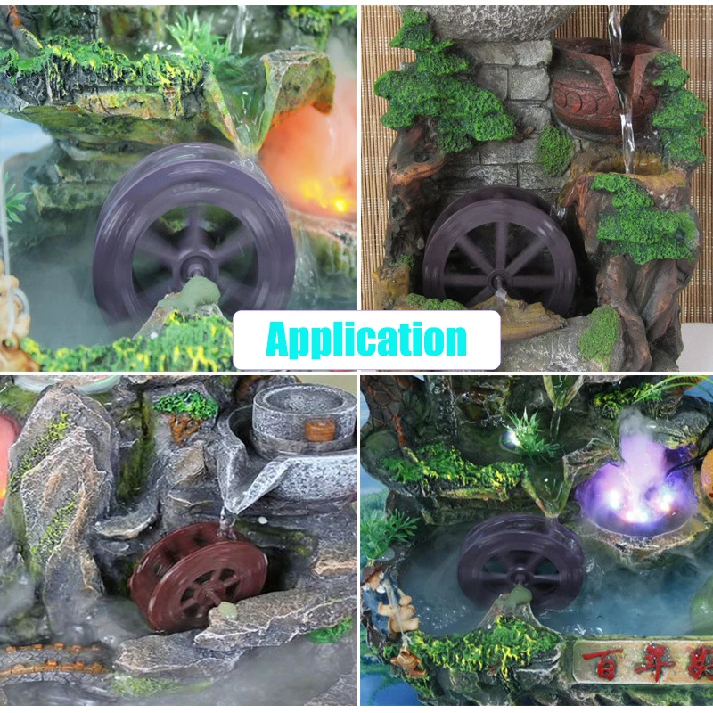 DIY Garden Plastic Water Wheel 17CM 22CM 27CM 31CM 40CM China Fengshui Wheel Shaft Rockery Running Water Drive Landscape mini landscape ornaments