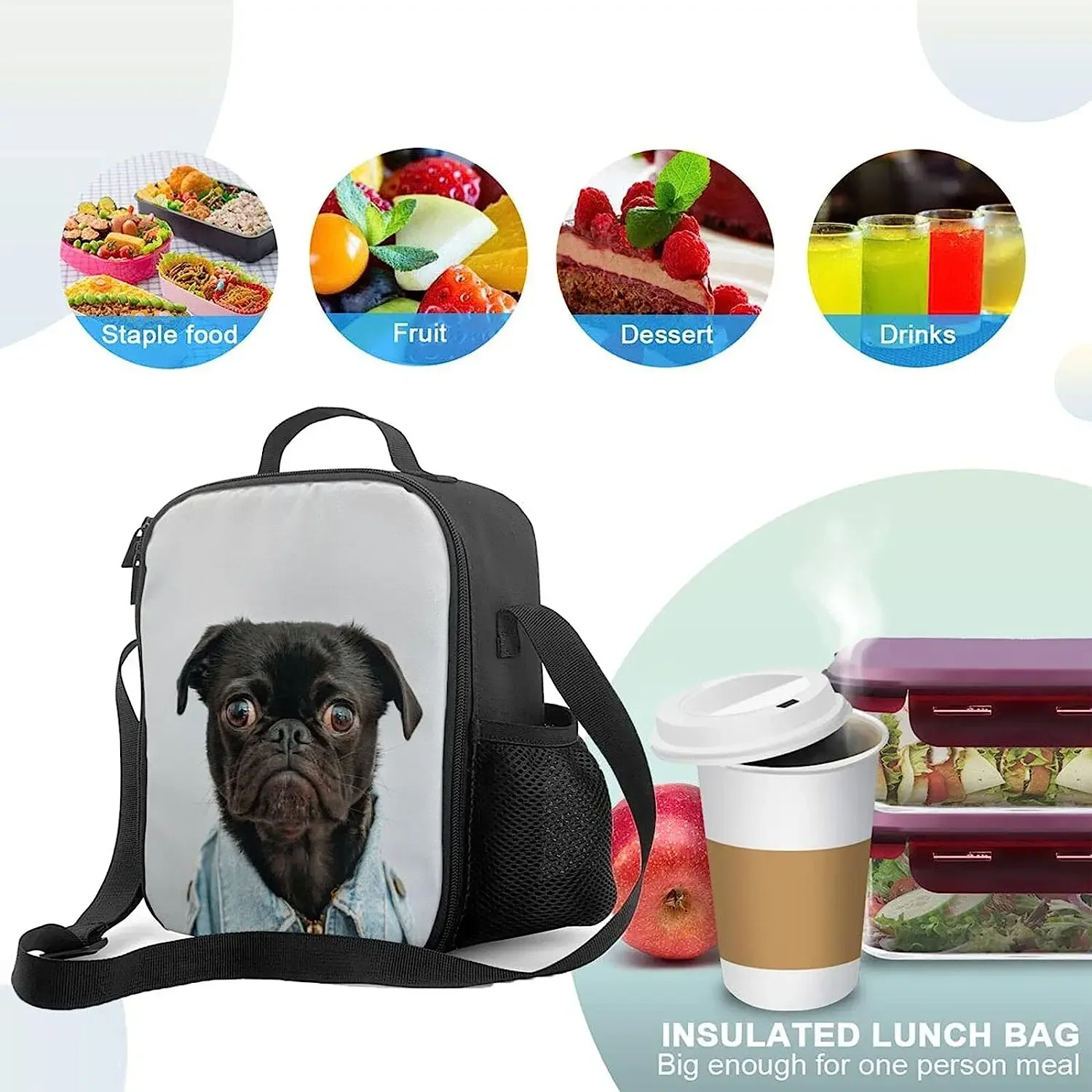 Personalized Thermal Lunch Box for Women Kids Lunch Bag with Container Insulated Tote Cooler Bag for Office Picnic