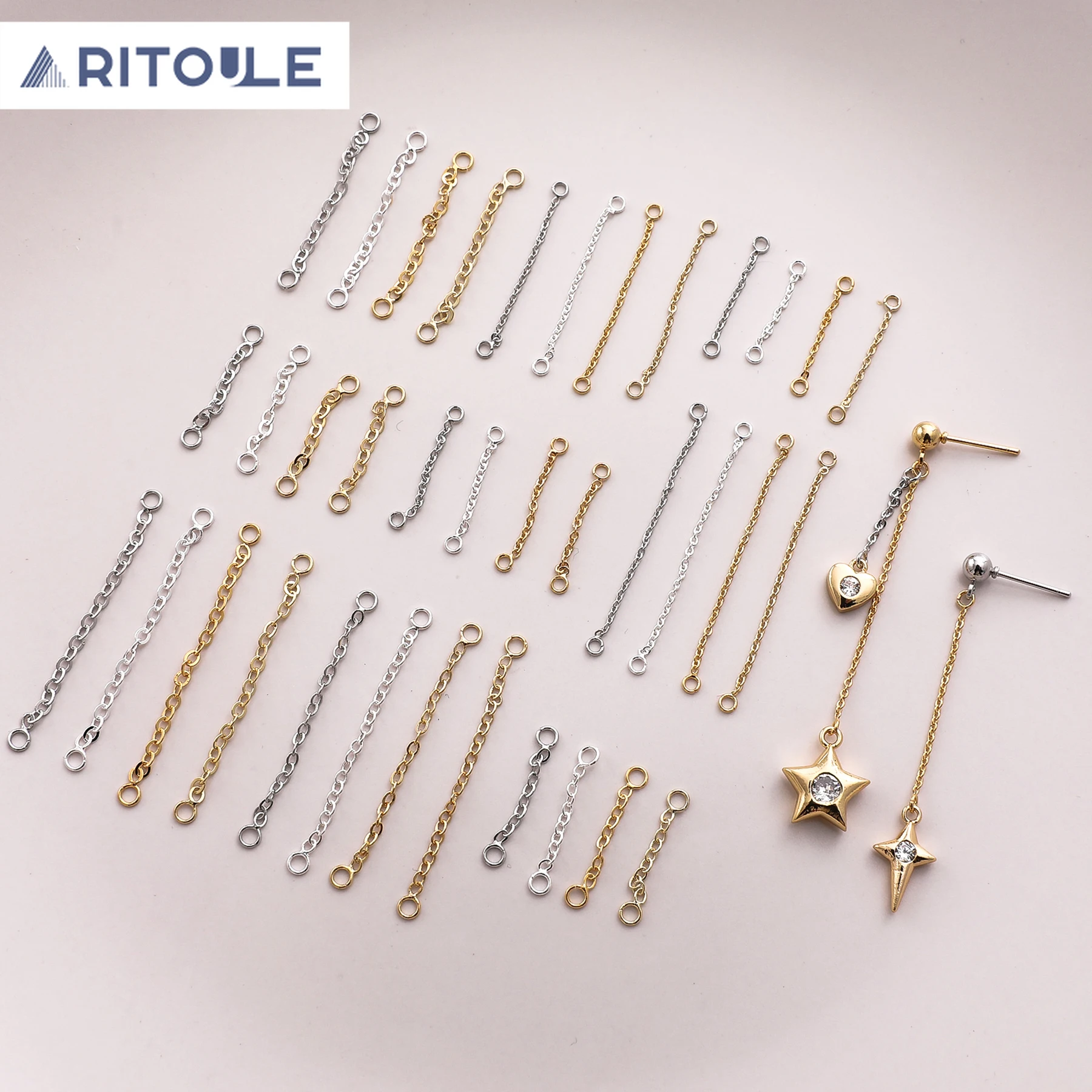 

Медная позолоченная цепочка с двойным отверстием, 14 карат