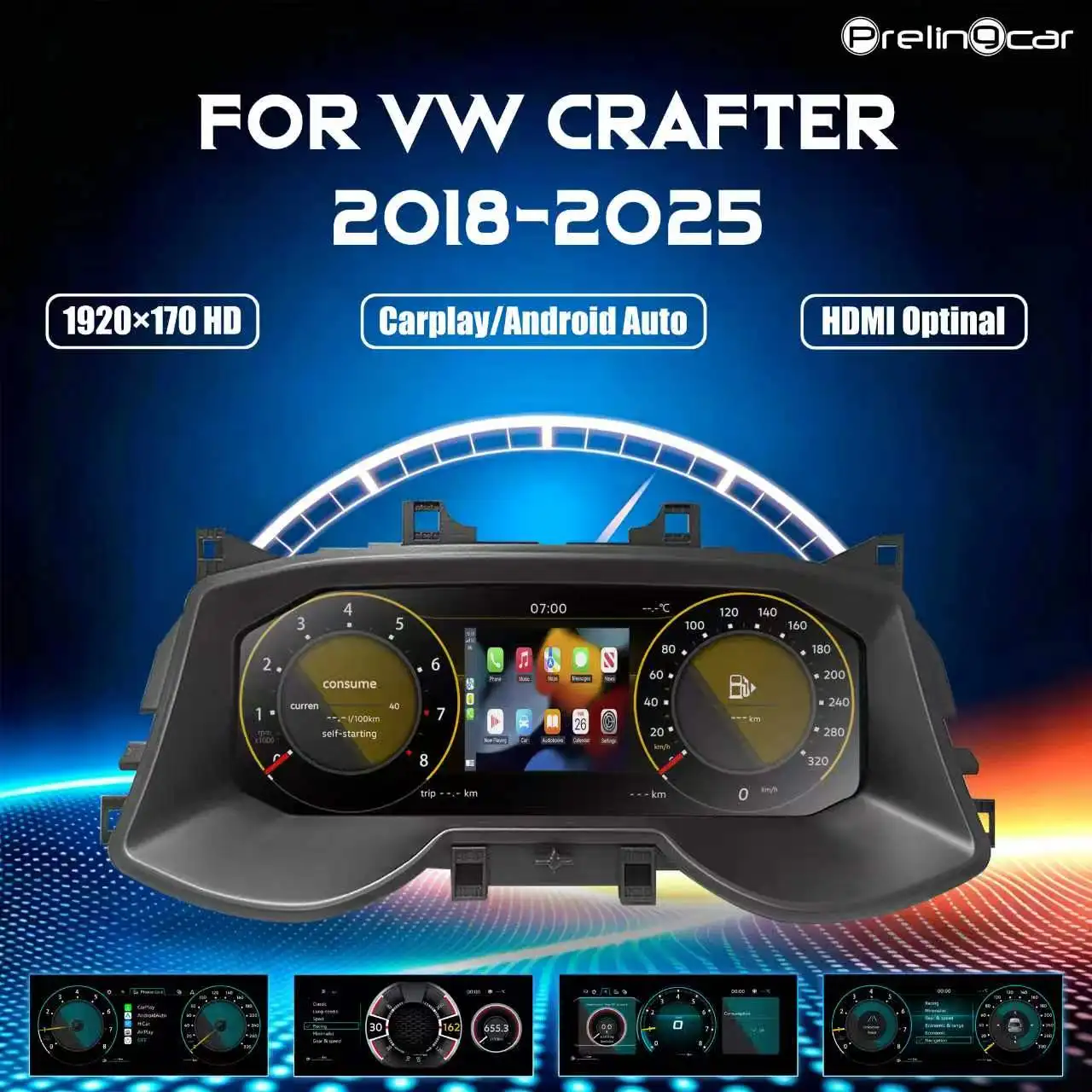 Panel de Instrumentos Digital LCD de 12.3 Pulgadas para Volkswagen Crafter 2018-2025, con Carplay 1