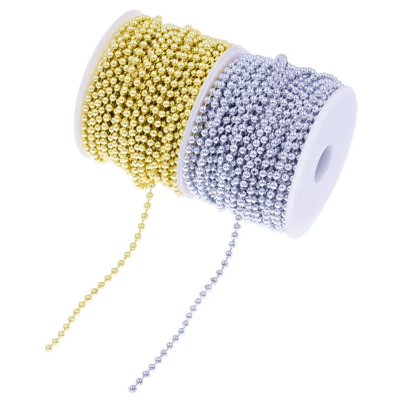 2mm 4mm 6mm 8mm Gold Round Mini Beads Chain Garland Flowers Plastic Beads Wedding Party Decoration DIY Jewelry Accessories