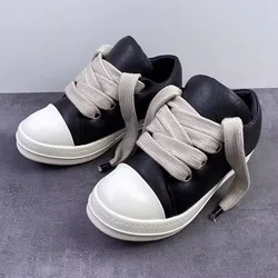 Owen Seak Men Women Boots Low Top Luxury Leather Jumbo Thick Lace Up Casual Sneakers Flats Autumn Black Bread Designer Shoes