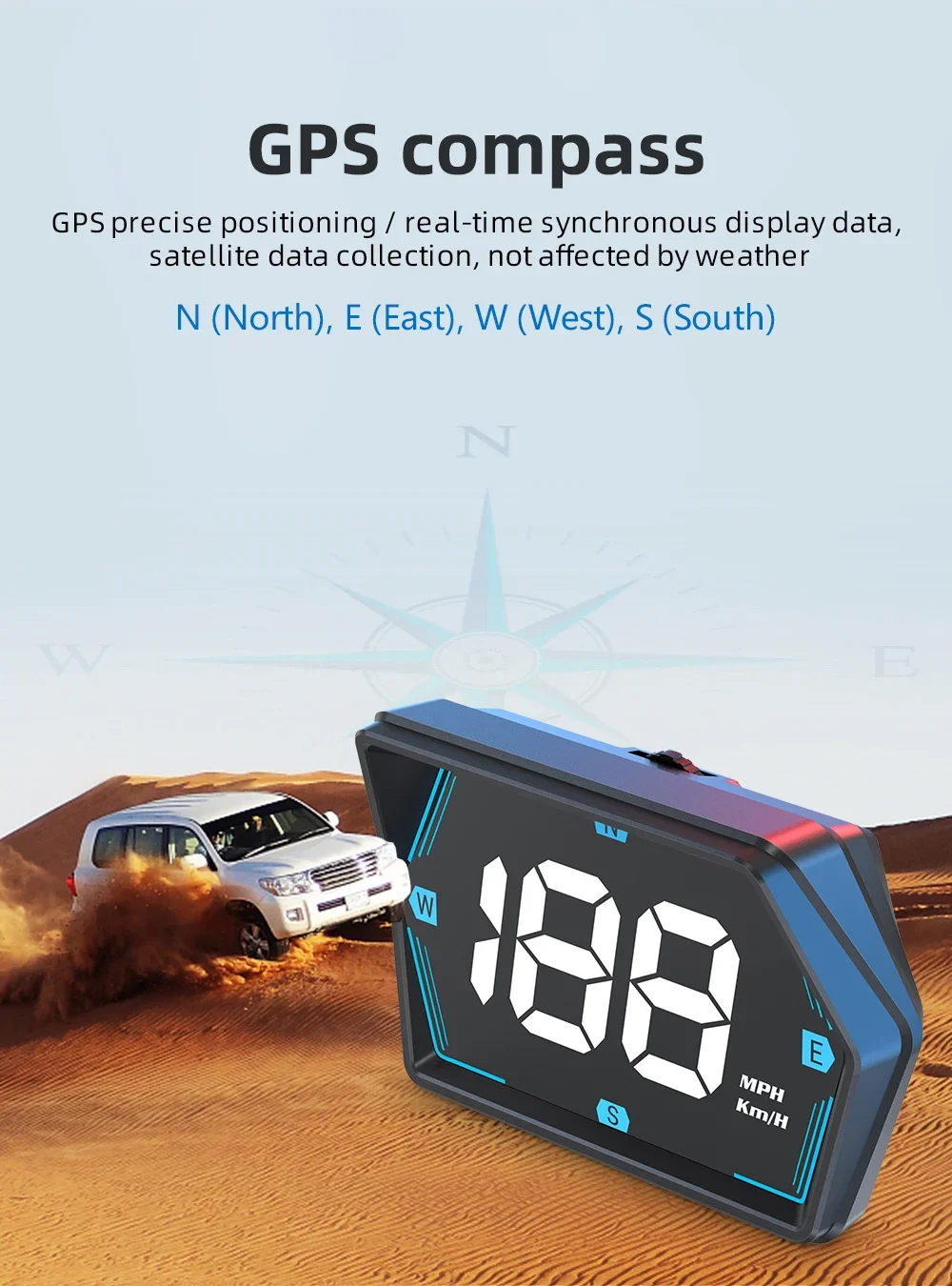 GPS HUD G20 Car Digital Speedometer Head-up Display Speed Meter Mph Kmh Compass