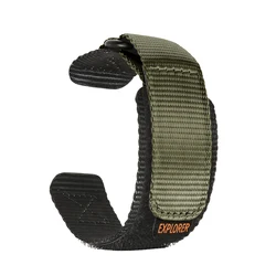 Premium Nylon Outdoor Sport Watch Strap - Hook & Loop Quick Release Band - 22mm (Military green)