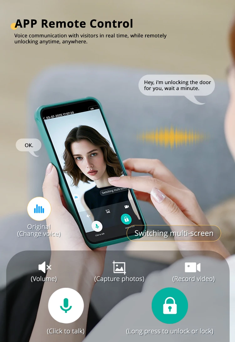 Facial Recognition Video call Automatic Door Lock TUYA Front Door Fingerprint Sm