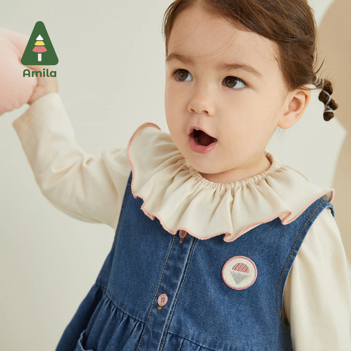 Amila-어린이 드레스 세트, 2022 년 가을 새로운 긴 소매 티셔츠 + 데님 드레스 정장, 여아용 귀여운 생일 아동복