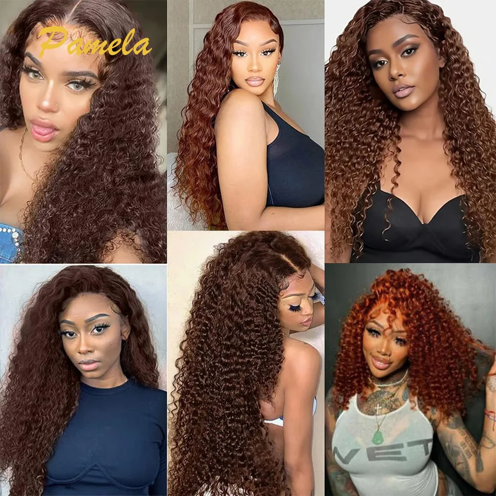 Chocolate Brown Kinky Curly Clip ins Human Hair 120g 8pcs 20 Clips 3C 4A Curly Clip In Hair Extensions Real Human Hair for Women