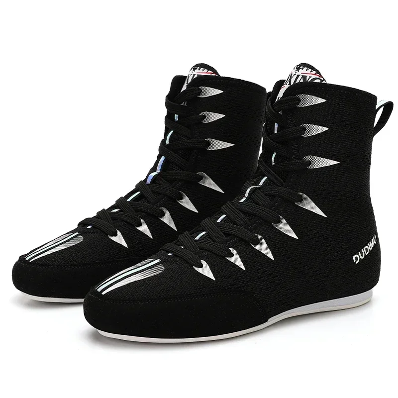 Children's Protective High Top Boxing Shoes Indoor Sports Shoes Youth Pugilism Breathable and Comfortable for Boys and Girls