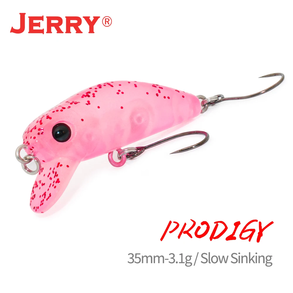 Jerry Prodigy Slow Sinking Plastic Fishing Wobbles Hard Baits 35mm 2.6g  Diving Crank Bait Single Hook Trout Pike Fishing Tackle