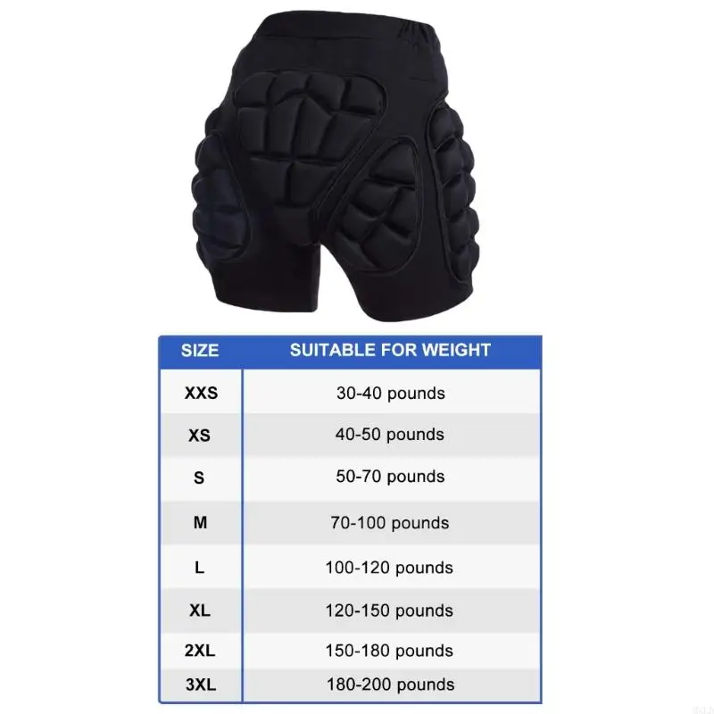 MXLD 3D Padded Protective Shorts 8 Size Skiing Protective Shorts for Skating Snowboar