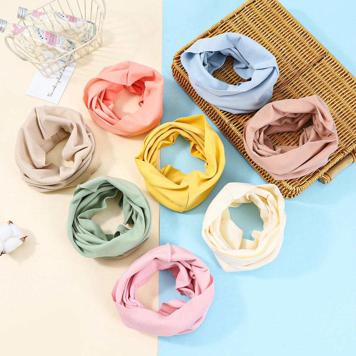Kids Cotton Scarf Multipurpose O Neck Ring Scarf Solid Print Children Autumn Winter Warm Windproof Scarves For Boys Girls baby scarf