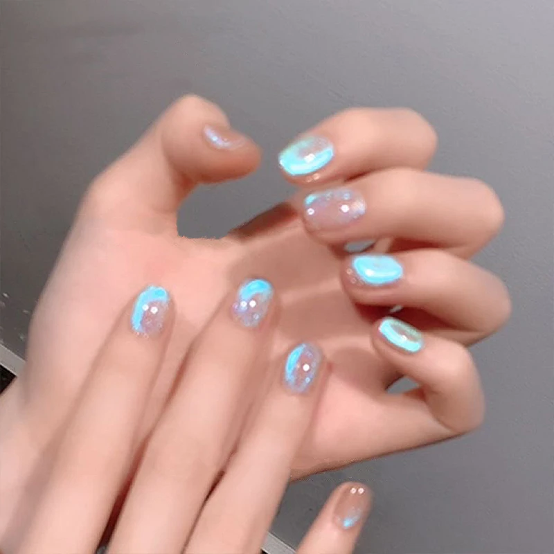 1Box Ocean Blue Tears Cat Magnetic Nail Powder Aurora Glass Crystal Glitter Dust Magnetic Shining Pigment Manicure Decorta DIY