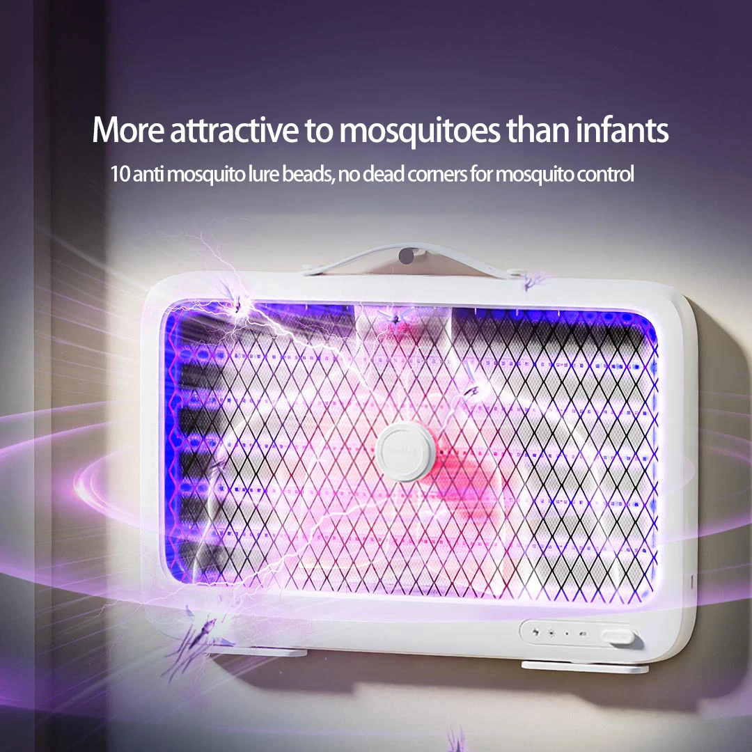 Qualitell 2000mAh Rechargeable Electric Mosquito Killer Indoor Outdoor 3500V High Power Fly Bug Zapper Mosquitos Killing Lamp