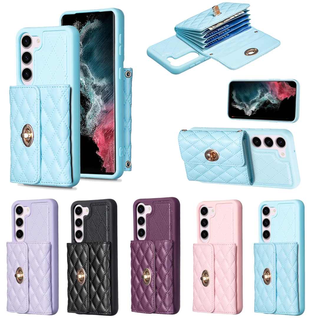 

S23 Phone Case For Samsung Galaxy S23 Ultra Fundas on For Samsung S23 Plus S22+ S22 Ultra Capa Fashion Card Pocket Leather Cover