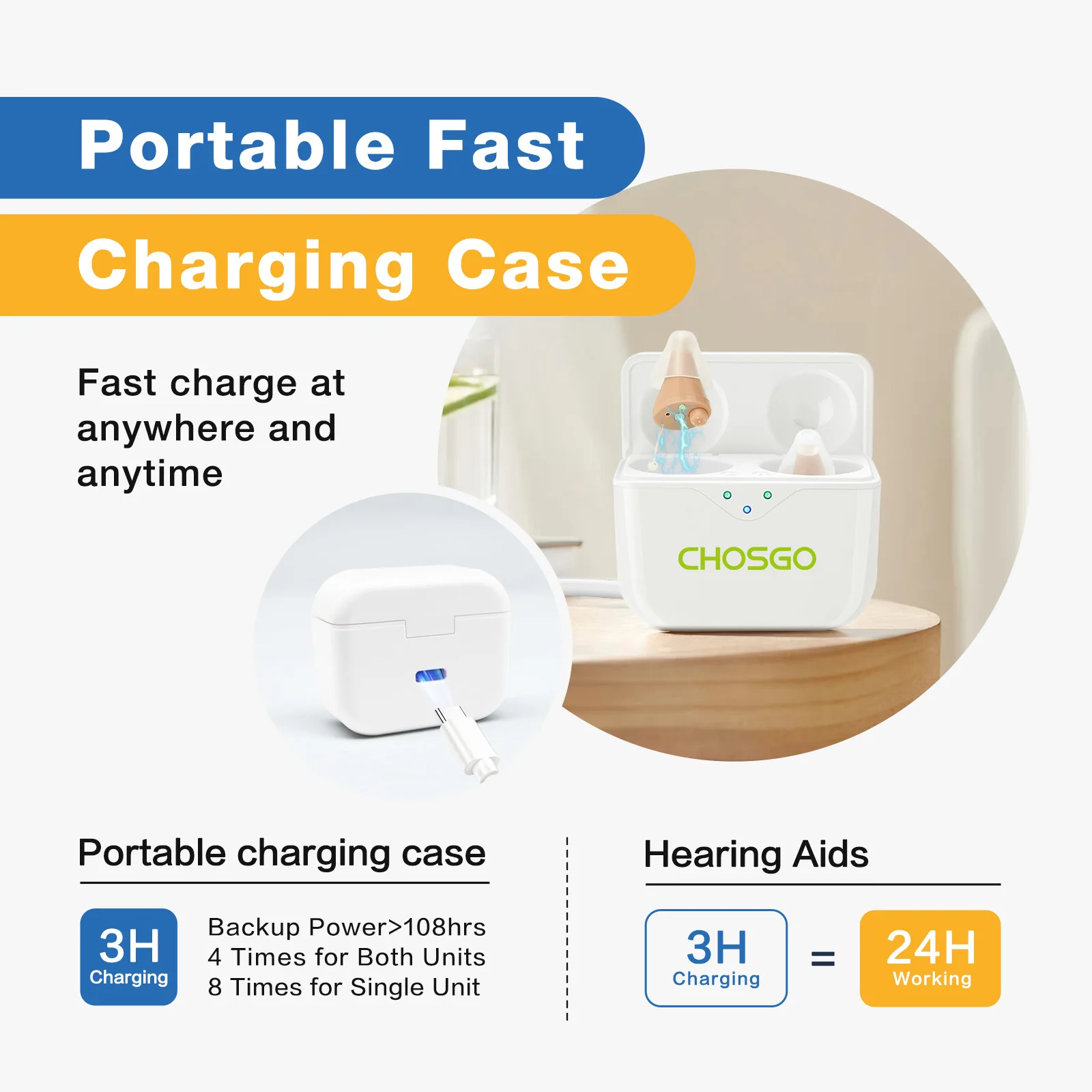 Hearing Aids CIC Binaural Rechargeable Digital For Adults With Intelligent Noise Cancellation, Full Digital Circuitry, High&Low 6