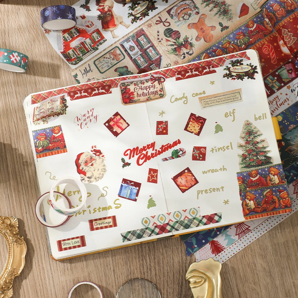 20 rolls Christmas Washi Tape Set Santa Clause Dcorative Tape (3 rolls Bronzing Tape) Scrapbooking Journaling Supplies 5