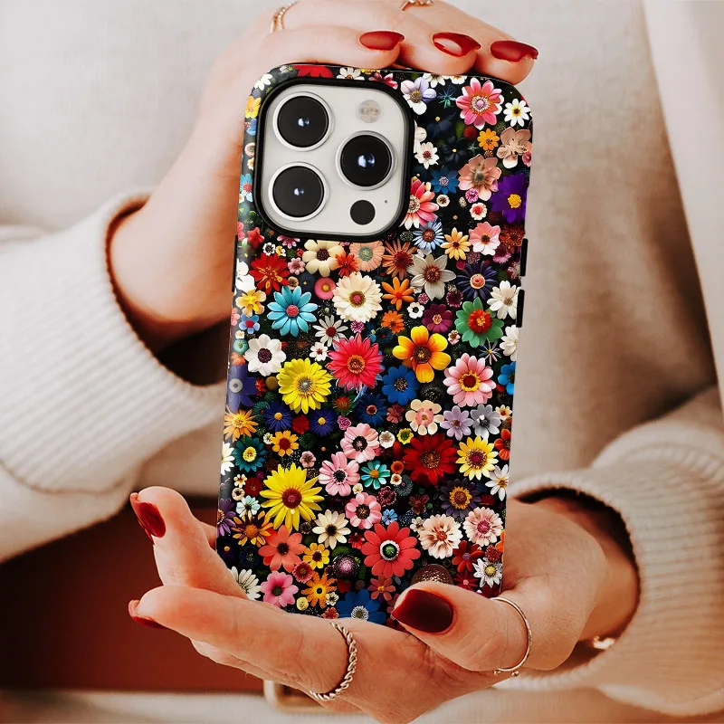 Colorful Floral Case with 2-in-1 Film Shell