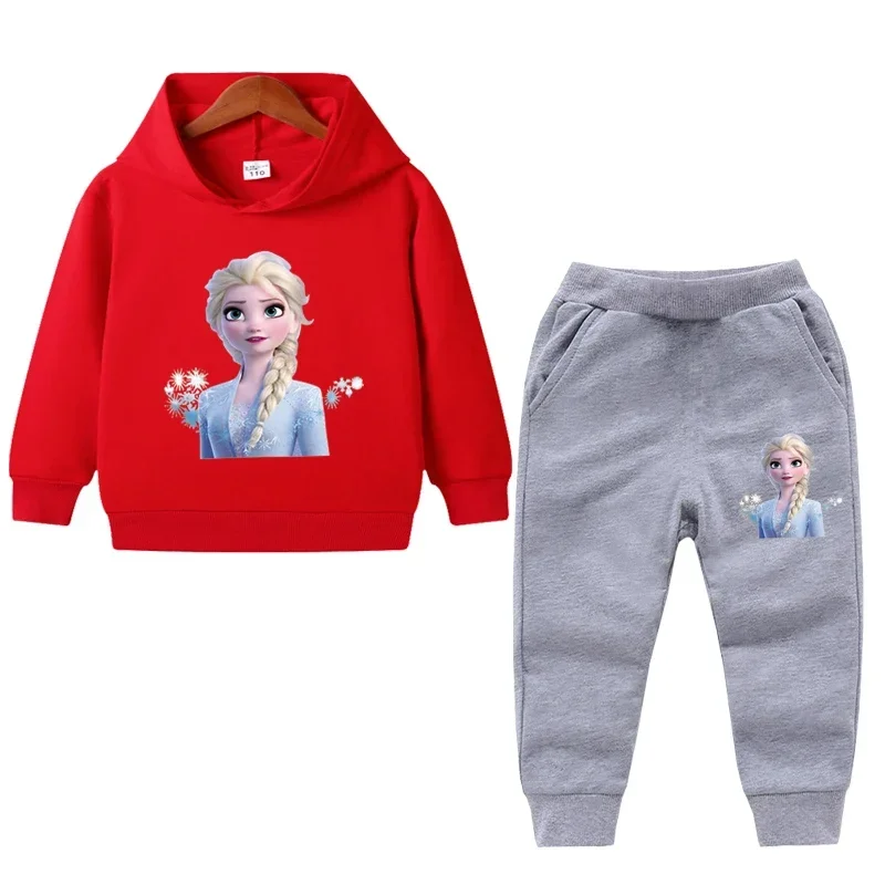 thumbnail image 1 of Ropa de primavera para niños, suéter de manga larga con capucha y pantalón de Frozen Elsa para niñas, conjuntos de 2 piezas, ropa para niñas pequeñas, 1 of 5