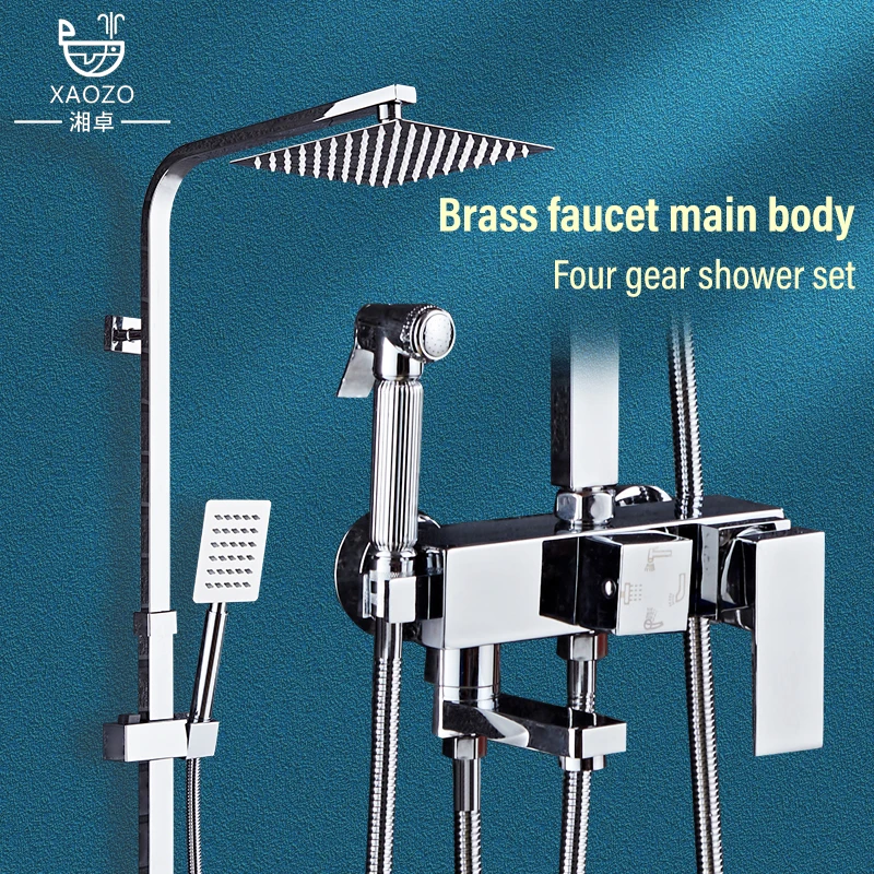 ห้องน้ําสีดํา/Chrome Square ชุดบ้านทองแดงแรงดันสูงห้องน้ําหัวฝักบัวอาบน้ําก๊อกน้ํา Hand Shower 1