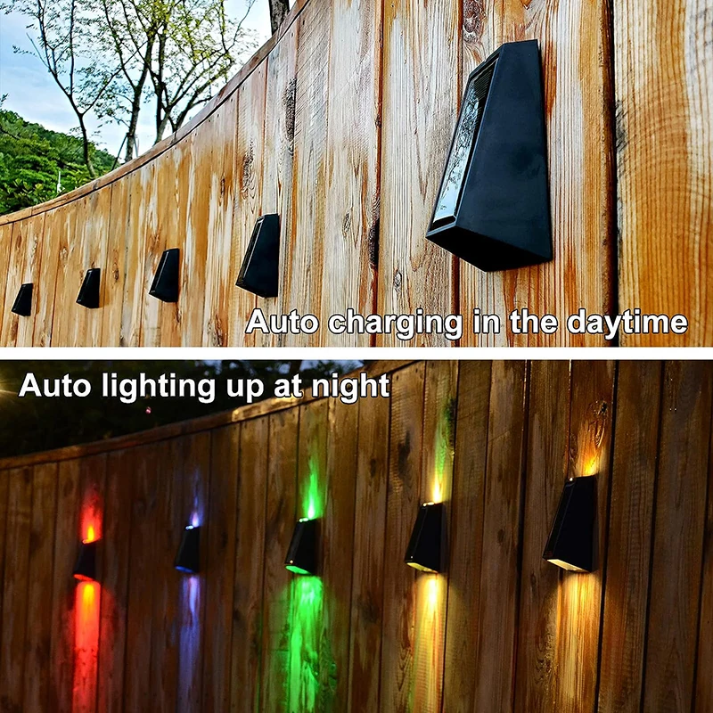 Solar Wall Lights LED Wall Washer Lamp 7 Color Changing Outdoor Waterproof Patio Lights for Backyard Garden Garage Pathway