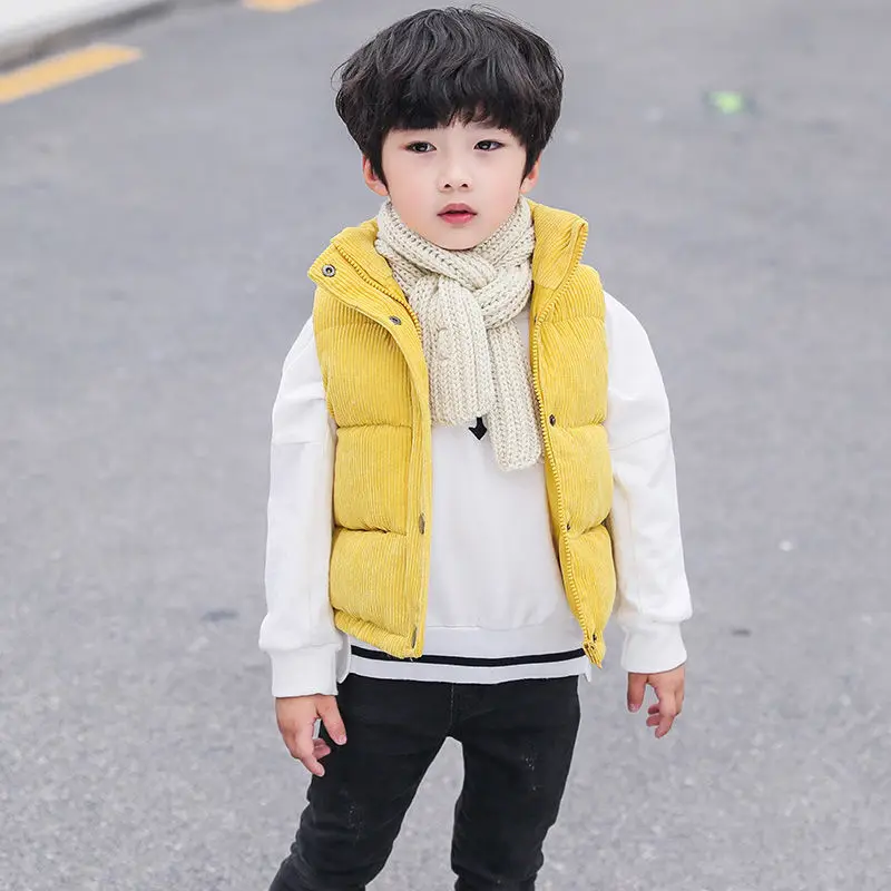 Children Winter Corduroy Vest Autumn Winter Boys Girls Thicken Warm Waistcoat Baby Outerwear Casual Cotton Jackets Kids Clothing