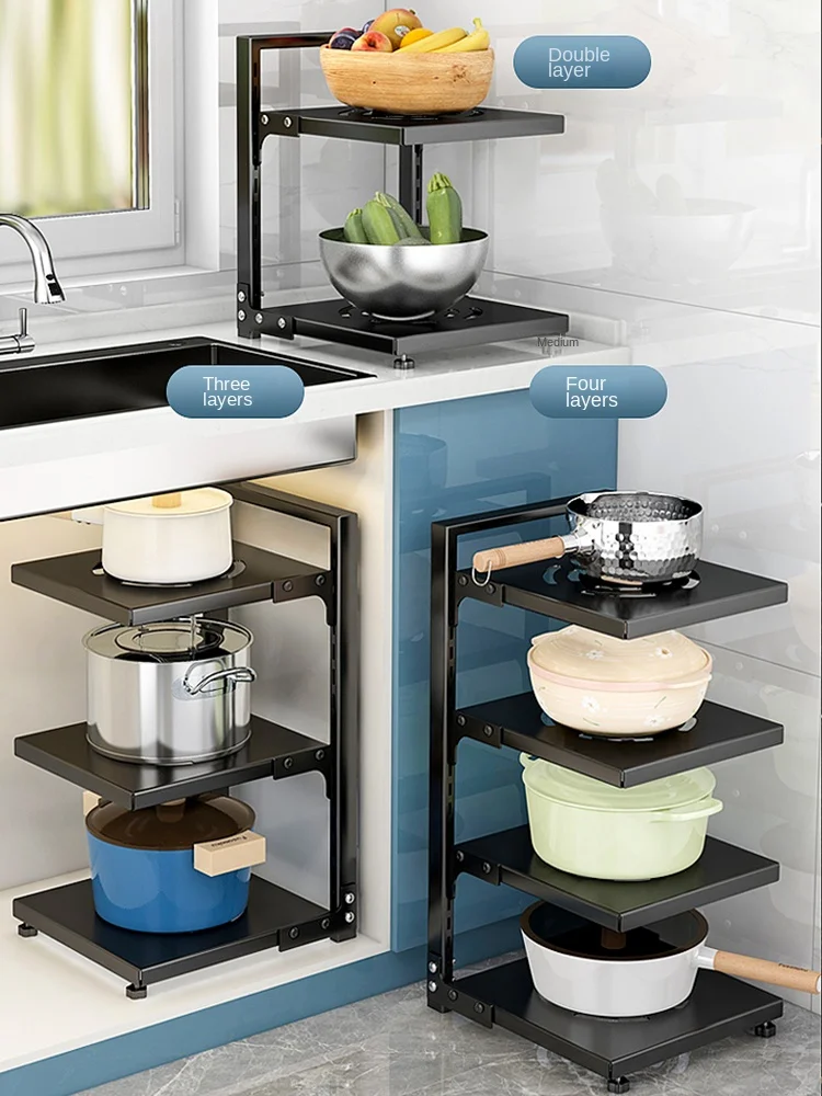 Kitchen Accessories Shelving Home Floor Multilayer Pot Storage