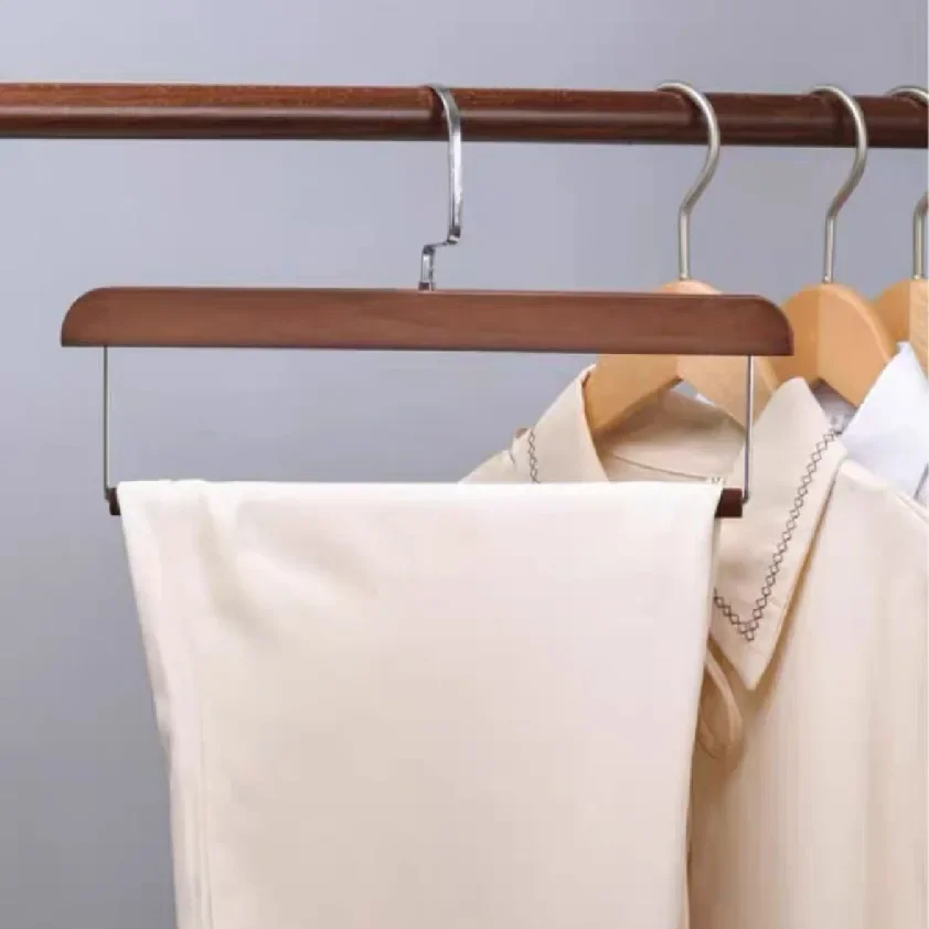 5pcs Premium Solid Wooden Pants Hanger,Non-Slip Blanket Scarf Storage Organizer Rack for Closet,Multi-functional Trouser Holder 4