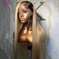 Perruques blondes cendrées cheveux humains 13x4 perruques avant de dentelle transparente cheveux humains 200 densité blond cendré perruques avant de dentelle droite pour les femmes 4