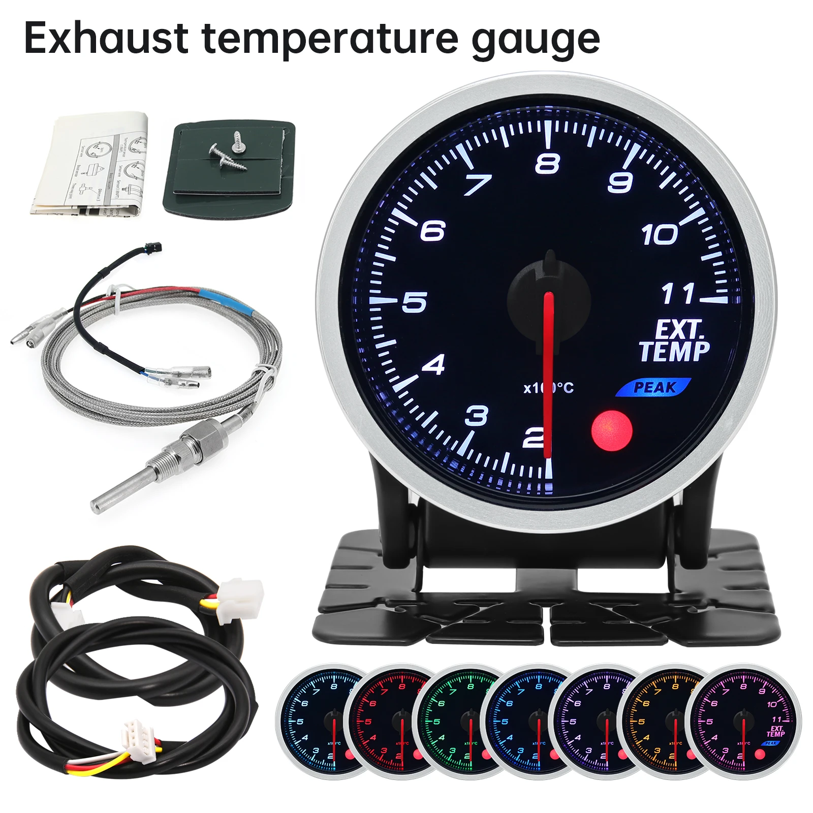 8-Color Backlit Universal Turbo Pressure Gauge - Fuel, Oil, Temp Reading, 52mm, 12V