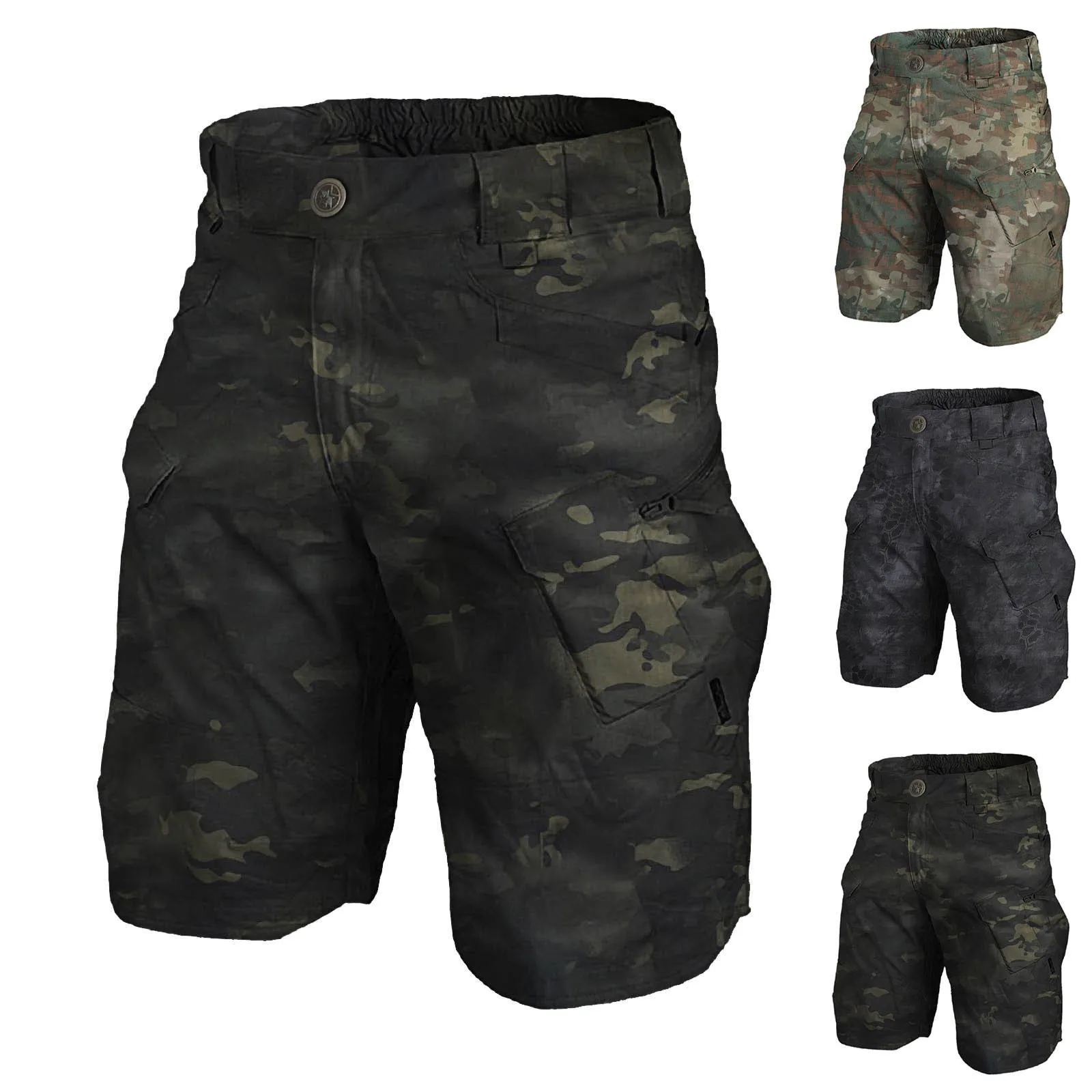 Pantalones cortos militares para hombre, Bermudas informales con estampado de camuflaje, holgadas, con múltiples bolsillos, para correr al aire libre
