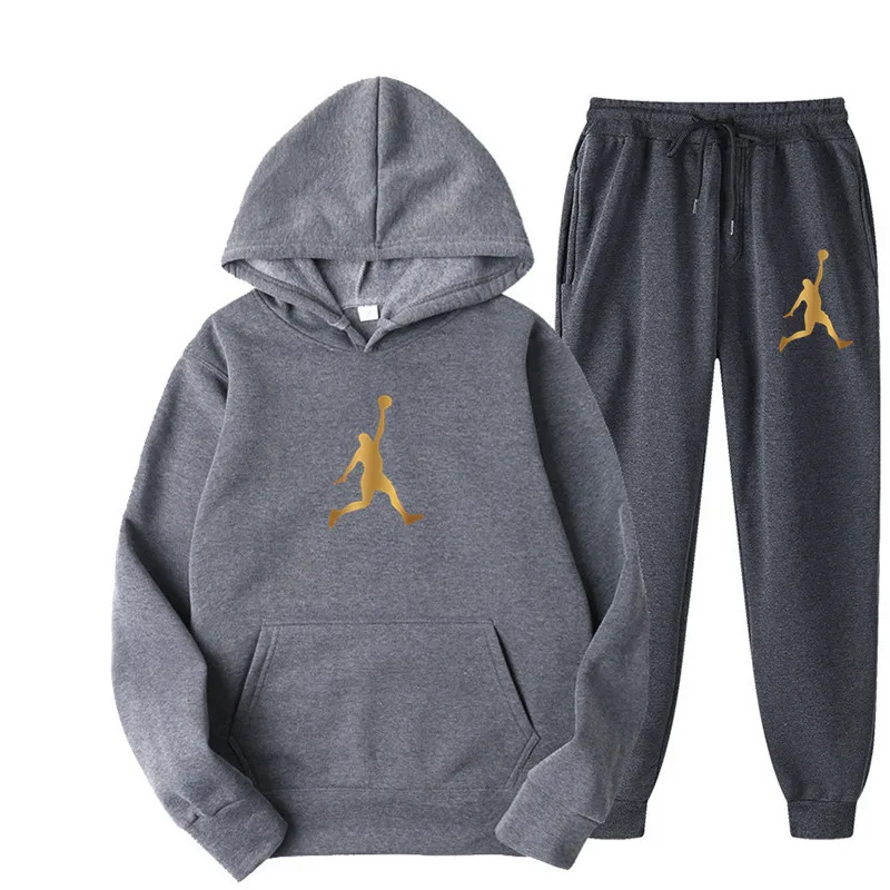 thumbnail image 1 of Conjunto de 2 piezas de otoño con estampado de letras, sudaderas con capucha de marca de tendencia para hombre y mujer, sudaderas con capucha y tops de forro polar, jersey de alta calidad, traje de hi, 1 of 5