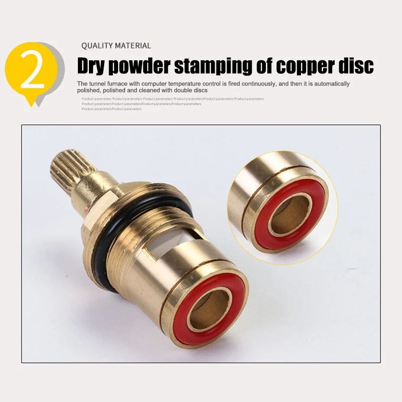 2 Pcs 1/2 Inch Tap Valve Cores Replacement for Tap Valves Quarter Ceramic Disc Gland Brass 20 Teeth Accessories New Random Color