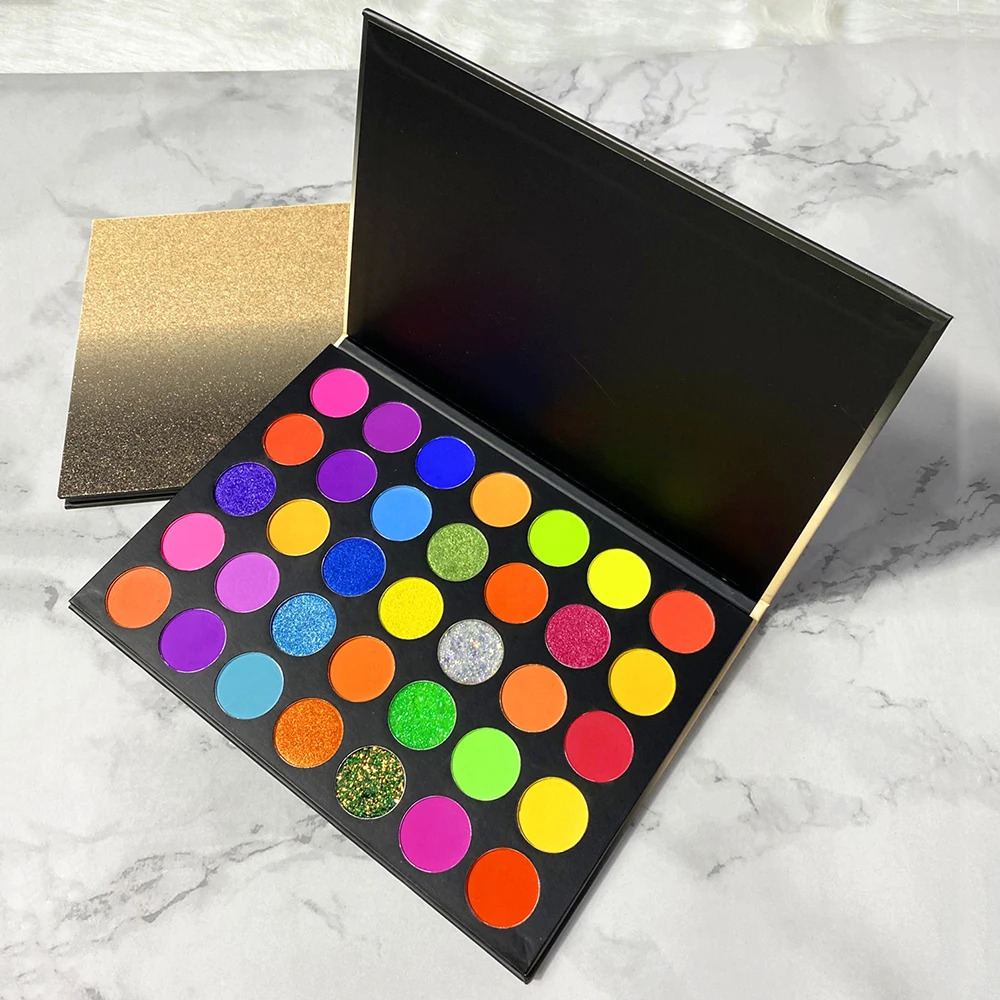 

35 Colors Private Label Eyeshadow Pallet Custom Bulk Matte Glitter Shimmering Colorful Pigment Waterproof Eye Shadow Makeup