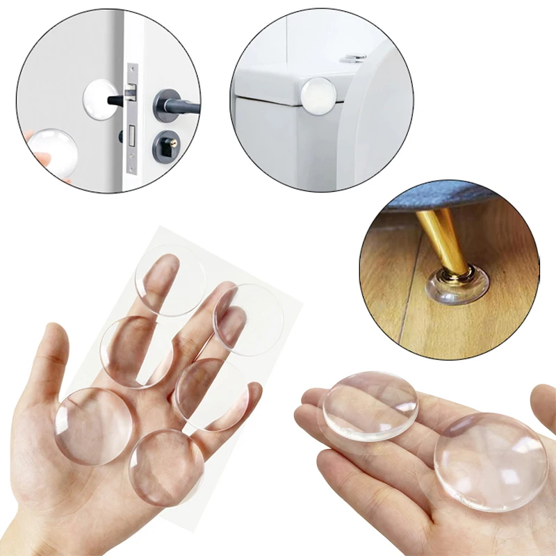 Door Stopper Round Self-Adhesive Clear Rubber Damper Cabinet Muffler Wall Protector Door Handles Bumper Protective Plug