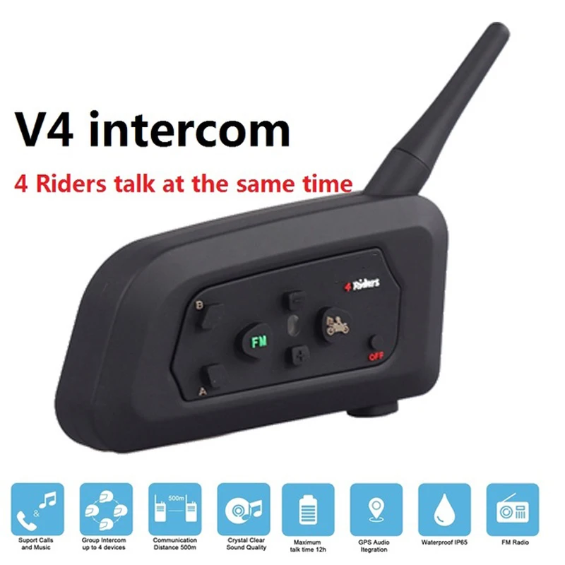 V4 Motorcycle Bluetooth-compatible Interphone Headset Helmet