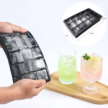 New 15Grid Silicone Ice Cube Mold Large Square Ice Cube Tray Molds Bar Milk Tea Shop Ices Cube Production Mould Ices Storage Box 2