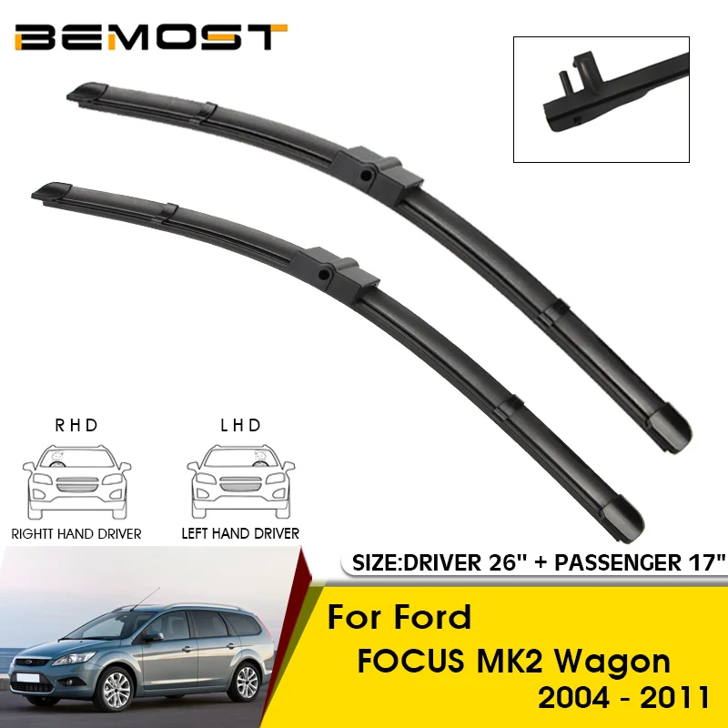 Car Wiper Blades For Ford FOCUS MK2 Wagon 2004-2011 Windshield Windscreen Front Window Blades 26"+17" Car Accessories
