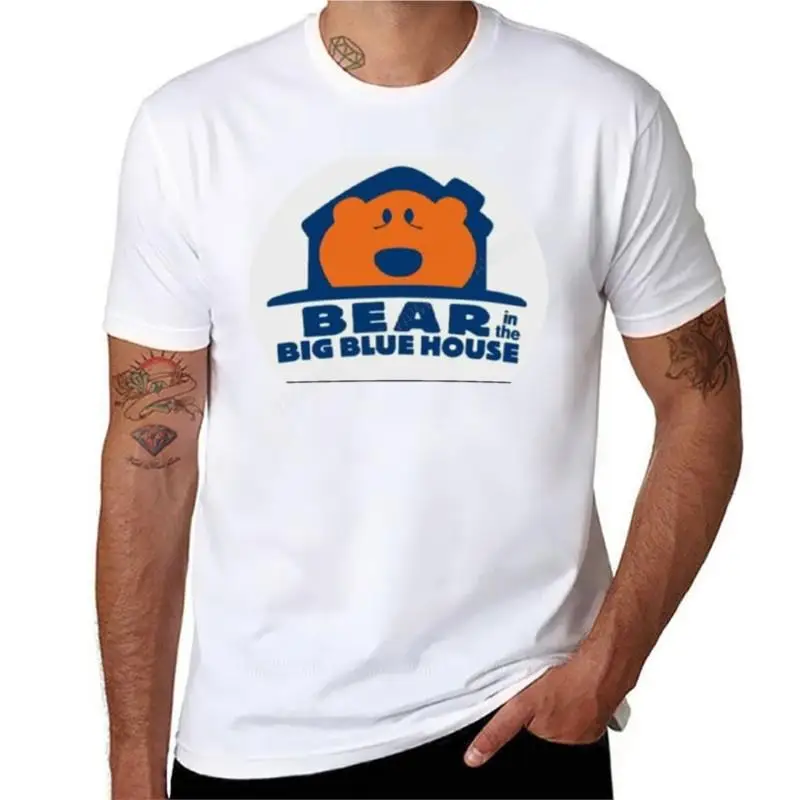 

Мужская футболка Bear in the Big Blue house, летняя черная футболка