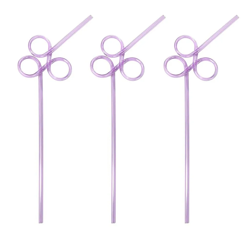 10 قطعة كوب زجاجي قابل لإعادة الاستخدام القش شفافة PET واضح الإبهام القش على شكل قلب الملونة التصميم عصير القش بار الملحقات