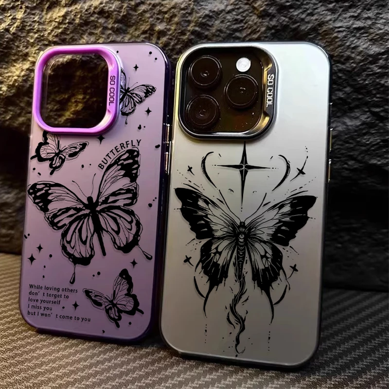Black Graffiti Butterfly Shockproof Phone Case